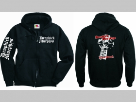 Dropkick Murphys  čierna hrubá mikina na zips s kapucou stiahnuteľnou šnúrkami